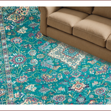 Ultra Soft Area Rug, Non Slip, Stain Resistant, Washable Area Rugs for Living Room, Bedroom, Rustic Lake Green Floral Motif(Green)