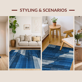 Ultra Soft Area Rug, Non Slip, Stain Resistant, Washable Area Rugs for Living Room, Bedroom, Luxurious Swirling Cloud Patterns(Blue)