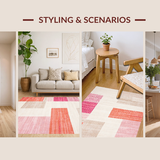Ultra Soft Area Rug, Non Slip, Stain Resistant, Washable Area Rugs for Living Room, Bedroom, Chic Minimalist White and Pink(White)