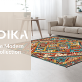 Ultra Soft Area Rug, Non Slip, Stain Resistant, Washable Area Rugs for Living Room, Bedroom, Artisan Tribal Print with Rich Hues(Orange)