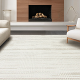 Ultra Soft Area Rug, Non Slip, Stain Resistant, Washable Area Rugs for Living Room, Bedroom, Trendy Neutral Toned Wavy Composition(Beige)