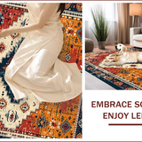 Ultra Soft Area Rug, Non Slip, Stain Resistant, Washable Area Rugs for Living Room, Bedroom, Traditional Blue Bedroom Easy Clean Patterned Area Rug(Red)