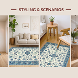Ultra Soft Area Rug, Non Slip, Stain Resistant, Washable Area Rugs for Living Room, Bedroom, Rustic Vintage Diamond Composition(Beige)