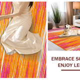 Ultra Soft Area Rug, Non Slip, Stain Resistant, Washable Area Rugs for Living Room, Bedroom, Cheerful Kaleidoscopic Circle Arrangement(Orange)
