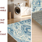 Ultra Soft Area Rug, Non Slip, Stain Resistant, Washable Area Rugs for Living Room, Bedroom, Rustic Light Blue Tiled Arrangement(Blue)