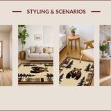Ultra Soft Area Rug, Non Slip, Stain Resistant, Washable Area Rugs for Living Room, Bedroom, Rustic Wildlife Bear Aesthetic(Beige)