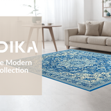 Ultra Soft Area Rug, Non Slip, Stain Resistant, Washable Area Rugs for Living Room, Bedroom, Striking Tropical Print with Medallions(Blue)