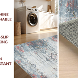 Ultra Soft Area Rug, Non Slip, Stain Resistant, Washable Area Rugs for Living Room, Bedroom, Rustic Distressed Geometric Arrangement(Gray)