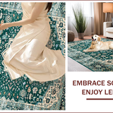 Ultra Soft Area Rug, Non Slip, Stain Resistant, Washable Area Rugs for Living Room, Bedroom, Rustic Green Blue Patterned Textile(Blue)