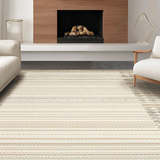 Ultra Soft Area Rug, Non Slip, Stain Resistant, Washable Area Rugs for Living Room, Bedroom, Trendy Ogee Pattern with Subtle Texture(Beige)