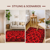 Ultra Soft Area Rug, Non Slip, Stain Resistant, Washable Area Rugs for Living Room, Bedroom, Artful Distressed Floral Composition(Red)