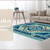Ultra Soft Area Rug, Non Slip, Stain Resistant, Washable Area Rugs for Living Room, Bedroom, Boho Tribal Distressed Living Room Carpet(Blue)
