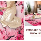 Ultra Soft Area Rug, Non Slip, Stain Resistant, Washable Area Rugs for Living Room, Bedroom, Graceful Cherry Petal Motif(Pink)