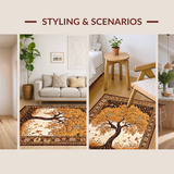 Ultra Soft Area Rug, Non Slip, Stain Resistant, Washable Area Rugs for Living Room, Bedroom, Vibrant Tree of Life Aesthetic(Gold)