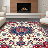Ultra Soft Area Rug, Non Slip, Stain Resistant, Washable Area Rugs for Living Room, Bedroom, Rustic Vintage Patterned Round Design(White)
