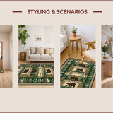 Ultra Soft Area Rug, Non Slip, Stain Resistant, Washable Area Rugs for Living Room, Bedroom, Rustic Earthy Patchwork Aesthetic(Green)