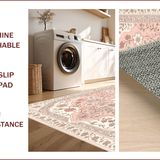 Ultra Soft Area Rug, Non Slip, Stain Resistant, Washable Area Rugs for Living Room, Bedroom, Vintage Floral Medallion(Pink)