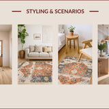 Ultra Soft Area Rug, Non Slip, Stain Resistant, Washable Area Rugs for Living Room, Bedroom, Chic Retro Botanical Design(Orange)