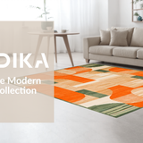 Ultra Soft Area Rug, Non Slip, Stain Resistant, Washable Area Rugs for Living Room, Bedroom, Striking Dynamic Linear Arrangement(Orange)