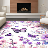 Ultra Soft Area Rug, Non Slip, Stain Resistant, Washable Area Rugs for Living Room, Bedroom, Playful Pastel Garden Scene(Purple)