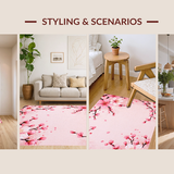Ultra Soft Area Rug, Non Slip, Stain Resistant, Washable Area Rugs for Living Room, Bedroom, Delicate Cherry Petal Motif(Pink)