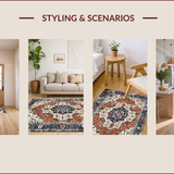 Ultra Soft Area Rug, Non Slip, Stain Resistant, Washable Area Rugs for Living Room, Bedroom, Rustic Vintage Floral Medallion(Blue)