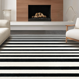 Ultra Soft Area Rug, Non Slip, Stain Resistant, Washable Area Rugs for Living Room, Bedroom, Contemporary Dual-Tone Linear Pattern Home Decor Floor Mat With Modern Look(Black)