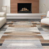 Ultra Soft Area Rug, Non Slip, Stain Resistant, Washable Area Rugs for Living Room, Bedroom, Sophisticated Soft Textured Waves(Brown)