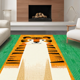 Ultra Soft Area Rug, Non Slip, Stain Resistant, Washable Area Rugs for Living Room, Bedroom, Vibrant Eclectic Print Design(Orange)