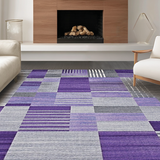Ultra Soft Area Rug, Non Slip, Stain Resistant, Washable Area Rugs for Living Room, Bedroom, Geometric Purple Grey Elegance(Purple)