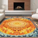 Ultra Soft Area Rug, Non Slip, Stain Resistant, Washable Area Rugs for Living Room, Bedroom, Warm Toned Retro Sun Motif(Orange)