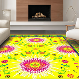 Ultra Soft Area Rug, Non Slip, Stain Resistant, Washable Area Rugs for Living Room, Bedroom, Bright Cheerful Radiant Composition(Yellow)