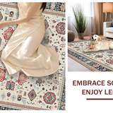 Ultra Soft Area Rug, Non Slip, Stain Resistant, Washable Area Rugs for Living Room, Bedroom, Rustic Neutral Abstract Elements(Beige)