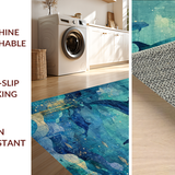 Ultra Soft Area Rug, Non Slip, Stain Resistant, Washable Area Rugs for Living Room, Bedroom, Seaside Creature Inspired with Oceanic Dolphin, Octopus, and Fish School(Blue)