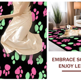Ultra Soft Area Rug, Non Slip, Stain Resistant, Washable Area Rugs for Living Room, Bedroom, Artistic Colorful Paw Trait Design(Pink)