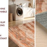Ultra Soft Area Rug, Non Slip, Stain Resistant, Washable Area Rugs for Living Room, Bedroom, Elegant Ethnic Patterned Charm(Orange)