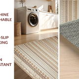 Ultra Soft Area Rug, Non Slip, Stain Resistant, Washable Area Rugs for Living Room, Bedroom, Chic Minimalist Scalloped Elegance(Beige)