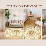 Ultra Soft Area Rug, Non Slip, Stain Resistant, Washable Area Rugs for Living Room, Bedroom, Bright Mandala Delight(White)