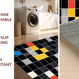 Ultra Soft Area Rug, Non Slip, Stain Resistant, Washable Area Rugs for Living Room, Bedroom, Playful Monochrome Geometric Design(Black)