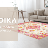 Ultra Soft Area Rug, Non Slip, Stain Resistant, Washable Area Rugs for Living Room, Bedroom, Delicate Floral Watercolor Palette(Ivory)