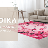 Ultra Soft Area Rug, Non Slip, Stain Resistant, Washable Area Rugs for Living Room, Bedroom, Graceful Cherry Petal Motif(Pink)