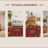 Ultra Soft Area Rug, Non Slip, Stain Resistant, Washable Area Rugs for Living Room, Bedroom, Traditional Red Dining Room Washable Area Rug(Red)