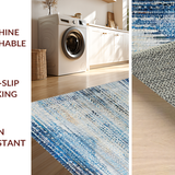Ultra Soft Area Rug, Non Slip, Stain Resistant, Washable Area Rugs for Living Room, Bedroom, Artful Blue and Beige Ombre Area Rug with Vintage Distressed Aesthetic(Blue)