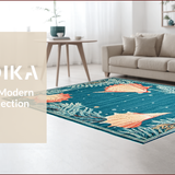 Ultra Soft Area Rug, Non Slip, Stain Resistant, Washable Area Rugs for Living Room, Bedroom, Charming Nautical Coral Aesthetic(Blue)