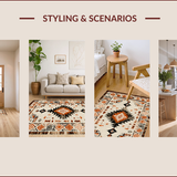 Ultra Soft Area Rug, Non Slip, Stain Resistant, Washable Area Rugs for Living Room, Bedroom, Rustic Vintage Tiled Aesthetic(Beige)