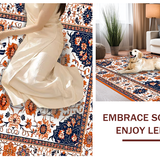 Ultra Soft Area Rug, Non Slip, Stain Resistant, Washable Area Rugs for Living Room, Bedroom, Stylish Modern Floral Arrangement(White)