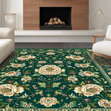 Ultra Soft Area Rug, Non Slip, Stain Resistant, Washable Area Rugs for Living Room, Bedroom, Luxurious Deep Emerald Floral Motif(Green)
