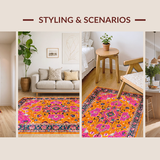 Ultra Soft Area Rug, Non Slip, Stain Resistant, Washable Area Rugs for Living Room, Bedroom, Contemporary Vibrant Pattern Showcase(Orange)