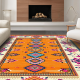 Ultra Soft Area Rug, Non Slip, Stain Resistant, Washable Area Rugs for Living Room, Bedroom, Artistic Medallion Pattern Fusion(Orange)