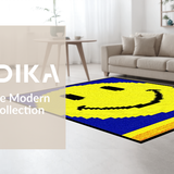Ultra Soft Area Rug, Non Slip, Stain Resistant, Washable Area Rugs for Living Room, Bedroom, Chic Minimalist Smiley Motif(Yellow)